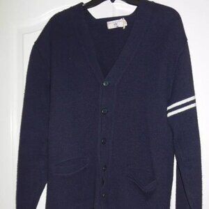 VINTAGE 1940's High School cardigan sweater Men's sz 40 Navy Blue West Catholic